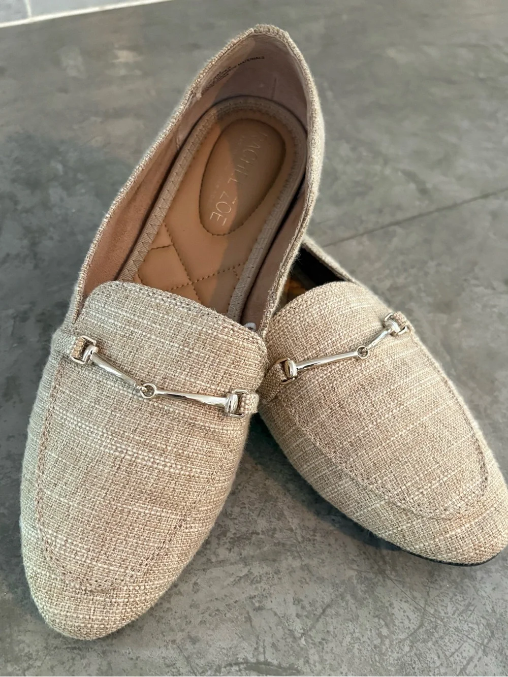 Rachel Zoe Axe linen loafers classic metallic horsebit